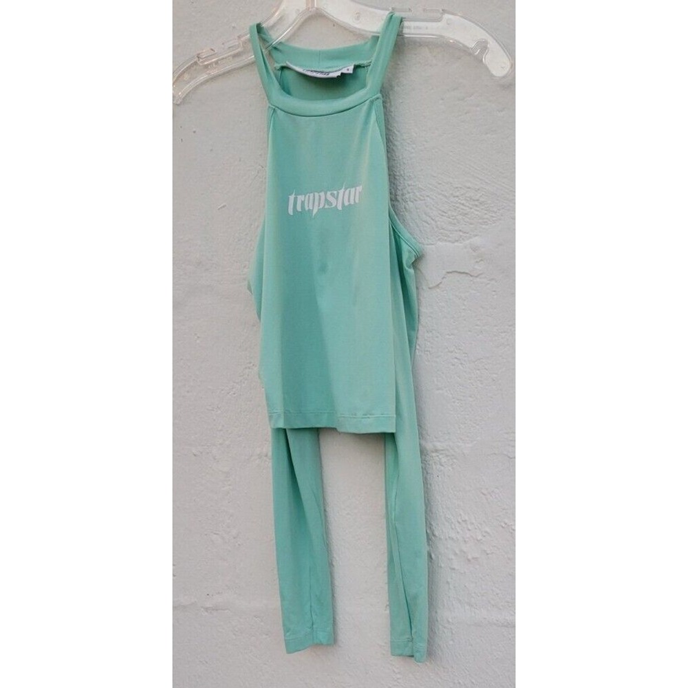 Vintage Y2K Trapstar Top Small Blue Long‎ Sleeve Cold Shoulder Crop Top Street